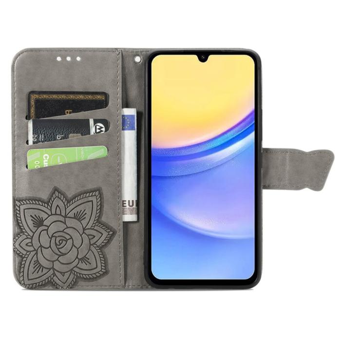 Bild 2, Samsung Galaxy A15 5G Fodral Big Butterfly Grå