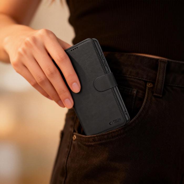 Bild 3, Tech-Protect Motorola Moto G67/G77 Fodral Läder Svart