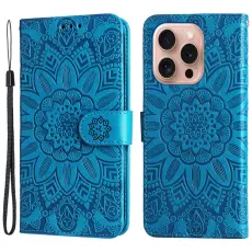 iPhone 16 Pro Fodral Läder Solros Blå