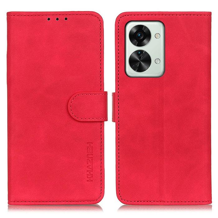 Bild 1, KHAZNEH OnePlus Nord 2T 5G Fodral Retro Läder Röd