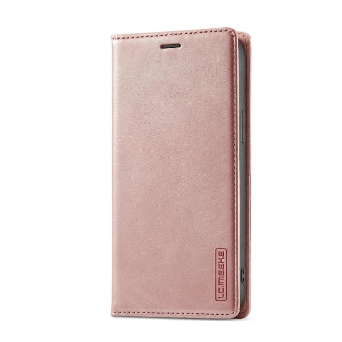 Bild 2, LC.IMEEKE iPhone 14 Pro Fodral Flip Läder Roséguld