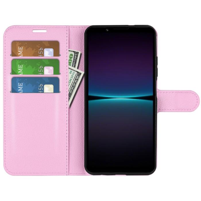 Bild 2, Sony Xperia 1 VI Fodral Litchi Läder Ljus Rosa