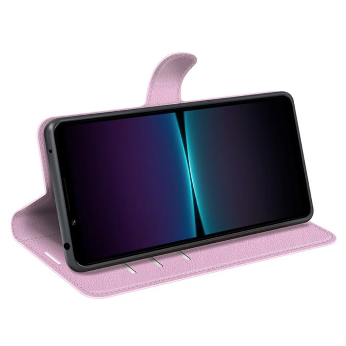 Bild 3, Sony Xperia 1 VI Fodral Litchi Läder Ljus Rosa