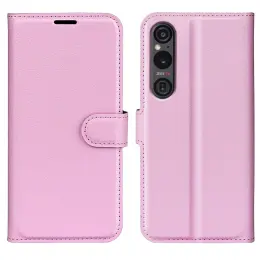 Sony Xperia 1 VI Fodral Litchi Läder Ljus Rosa