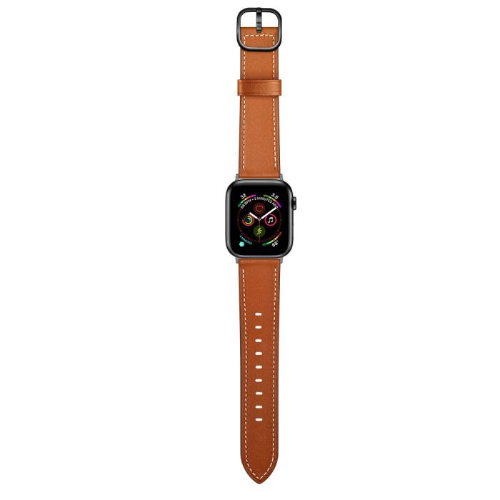 Bild 5, Äkta Läder Armband Apple Watch 41/40/38 mm - Brun