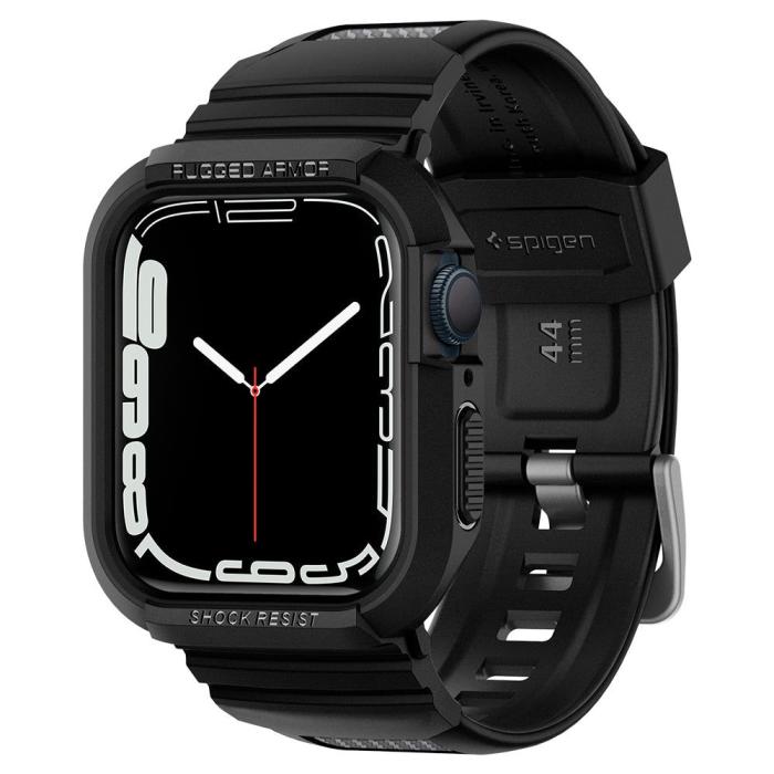 Bild 1, Spigen Apple Watch 44/45 mm Skal/Armband Rugged Armor 'Pro' Svart