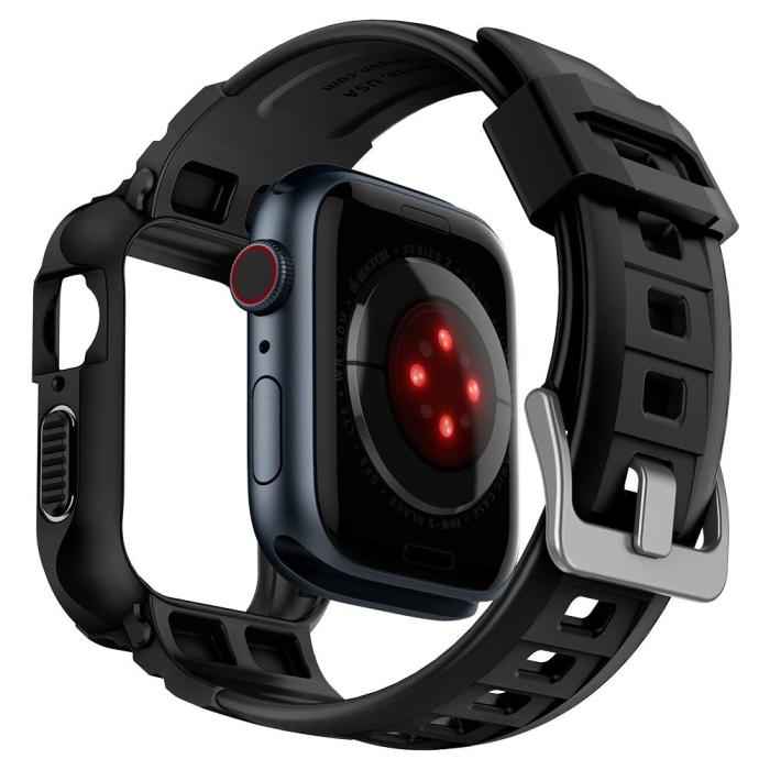 Bild 3, Spigen Apple Watch 44/45 mm Skal/Armband Rugged Armor 'Pro' Svart