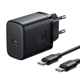 Joyroom 25W USB-C Snabbladdare + 1m 60W USB-C Kabel Svart