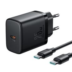 Joyroom 25W USB-C Snabbladdare + 1m 60W USB-C Kabel Svart