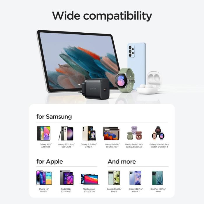 Bild 6, Joyroom 25W USB-C Snabbladdare + 1m 60W USB-C Kabel Svart