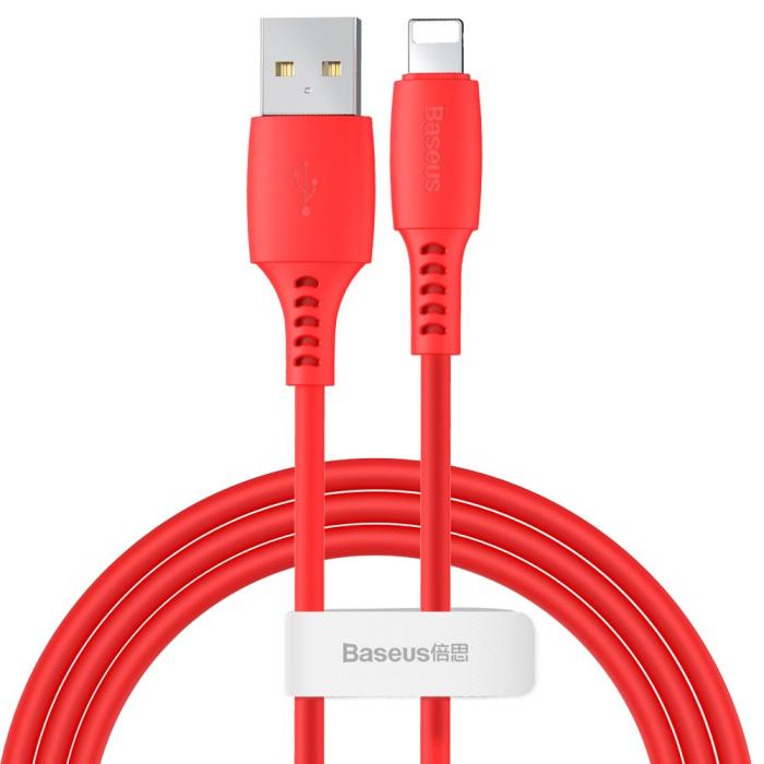 Bild 1, Baseus 1.2m Lightning Kabel 2.4A - Röd
