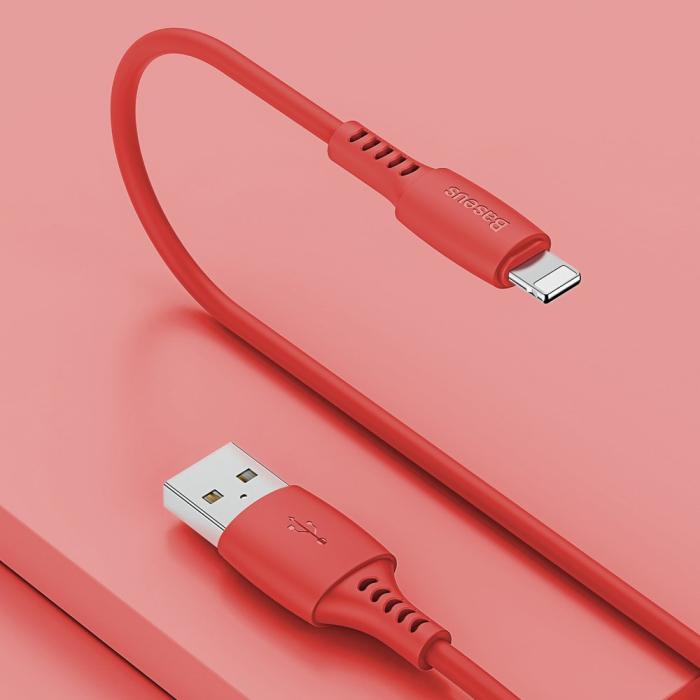 Bild 5, Baseus 1.2m Lightning Kabel 2.4A - Röd