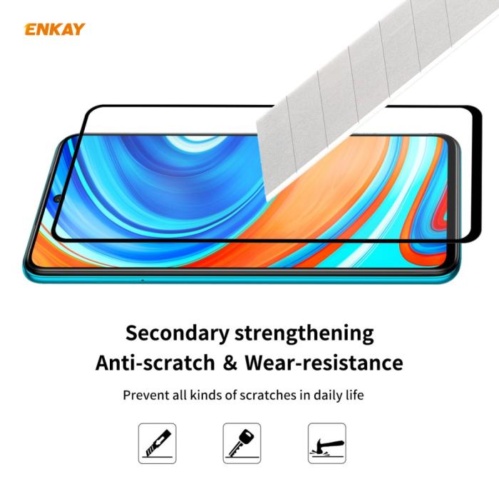Bild 5, Xiaomi Redmi Note 9 Pro/Note 9S - ENKAY Heltäckande Skärmskydd I Härdat Glas