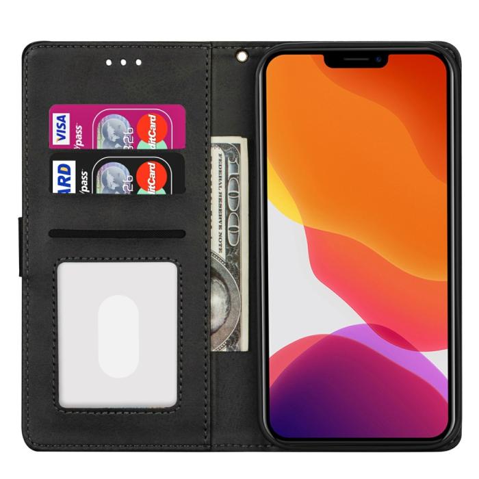 Bild 6, iPhone 13 Pro - Multifunktionellt Läder Fodral - Svart