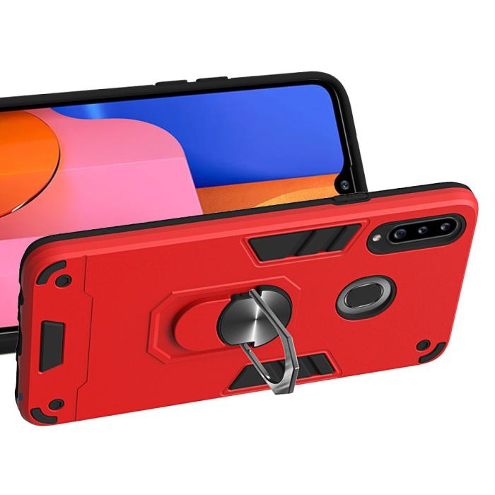 Bild 3, Samsung Galaxy A20s - Ring Skal - Röd