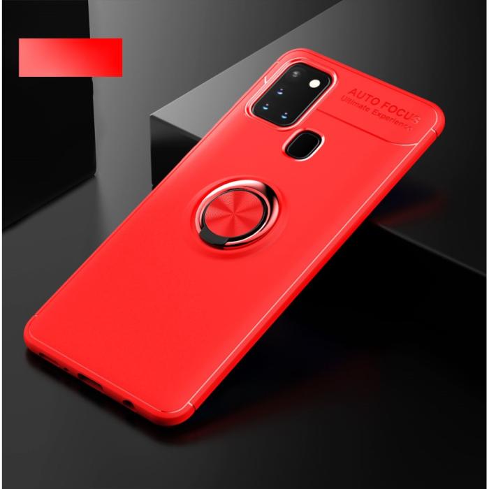 Bild 2, Samsung Galaxy A21s - LENUO Ring Skal - Röd
