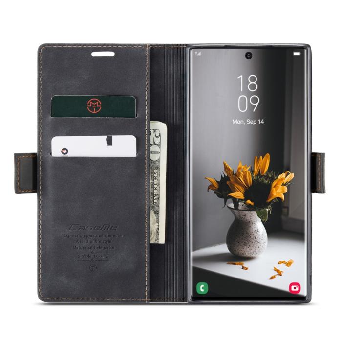 Bild 2, CASEME Samsung Galaxy S23 Ultra Fodral Flip Läder Svart
