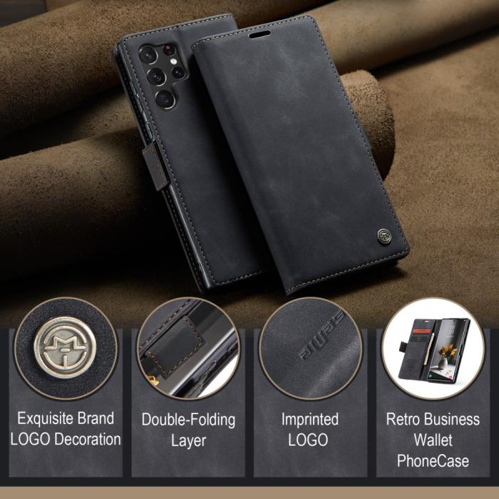 Bild 4, CASEME Samsung Galaxy S23 Ultra Fodral Flip Läder Svart