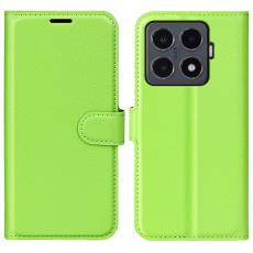 Xiaomi 15T Pro Fodral Litchi L&auml;der Gr&ouml;n