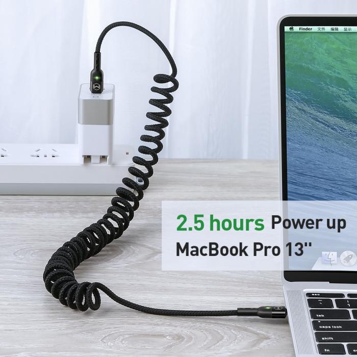 Bild 4, Mcdodo 60W PD USB-C - USB-C Flexibel Nylonkabel Svart