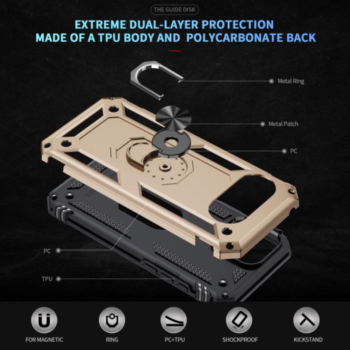 Bild 3, Google Pixel 9a Skal Shockproof Hybrid Ring Guld