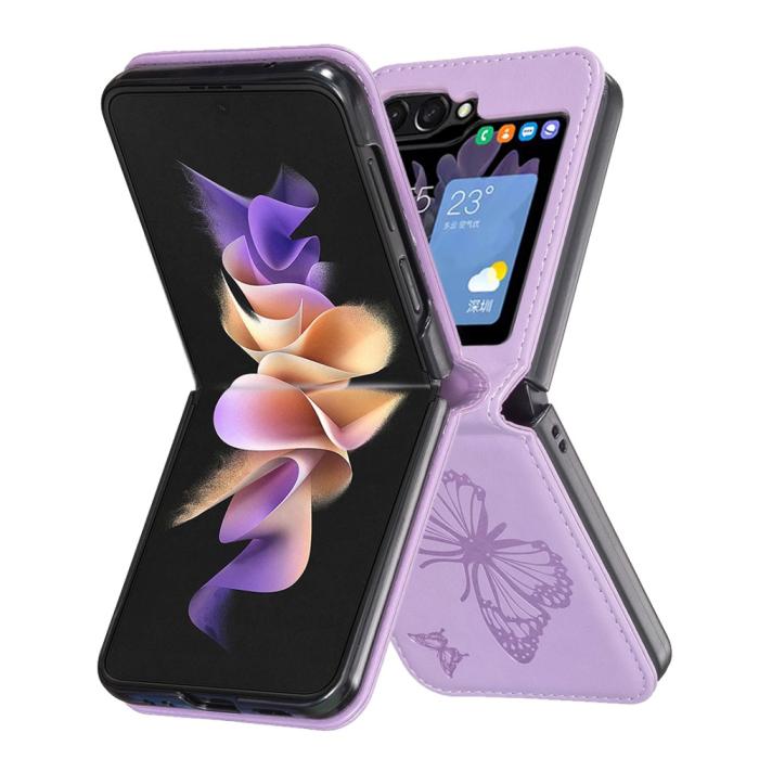 Bild 1, Galaxy Z Flip 6 / 7 FE Skal Fjäril Textur Lila
