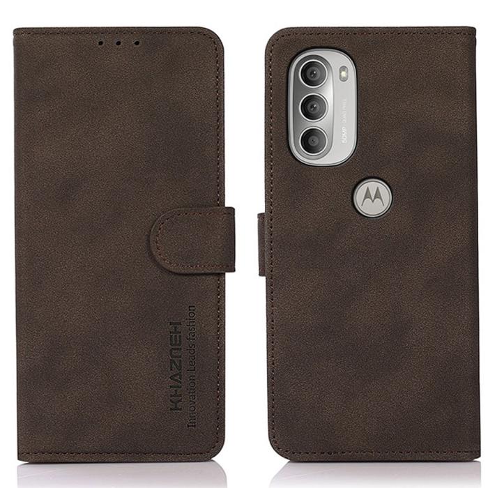 Bild 1, KHAZNEH Motorola Moto G51 Fodral Retro Läder Brun