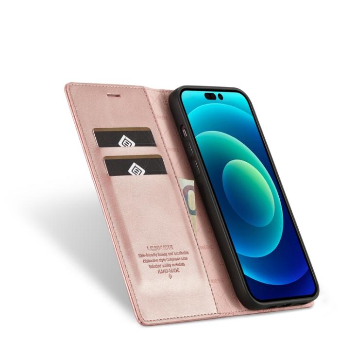 Bild 4, LC.IMEEKE iPhone 14 Pro Fodral Flip Läder Roséguld