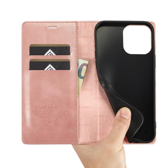 Bild 6, LC.IMEEKE iPhone 14 Pro Fodral Flip Läder Roséguld