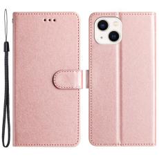 iPhone 15 Plus Fodral Silk Textur Med Snodd Roséguld