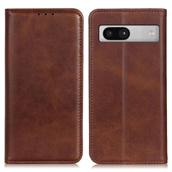 Bild 1, Google Pixel 7A Fodral Flip Split Läder Brun