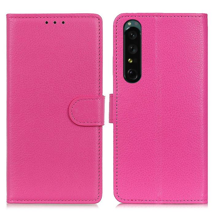 Bild 1, Sony Xperia 1 V Fodral Litchi Läder Rosa