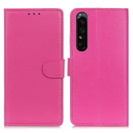 Sony Xperia 1 V Fodral Litchi Läder Rosa