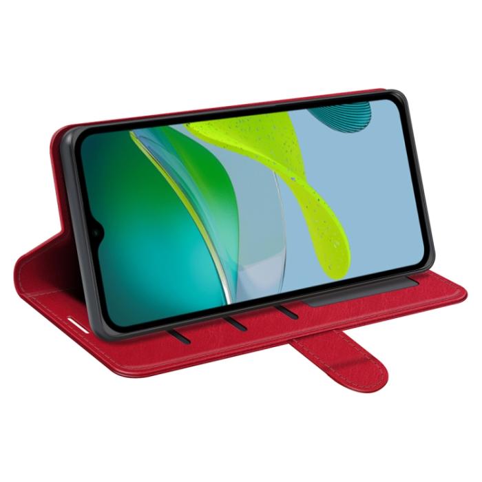 Bild 5, Motorola Moto E13 Fodral Crazy Horse Läder Röd