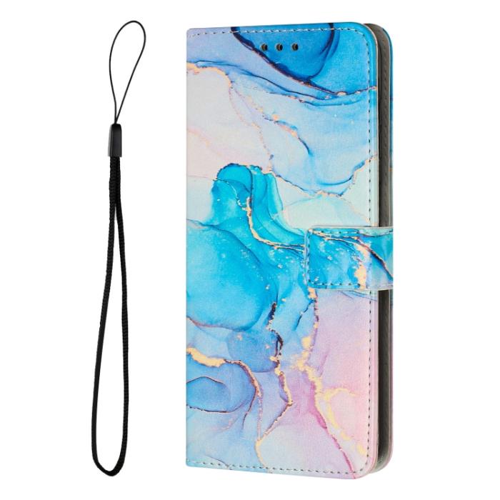 Bild 2, Motorola Moto G13 / G23 / G53 5G Fodral Marmor Textur Grön/Rosa