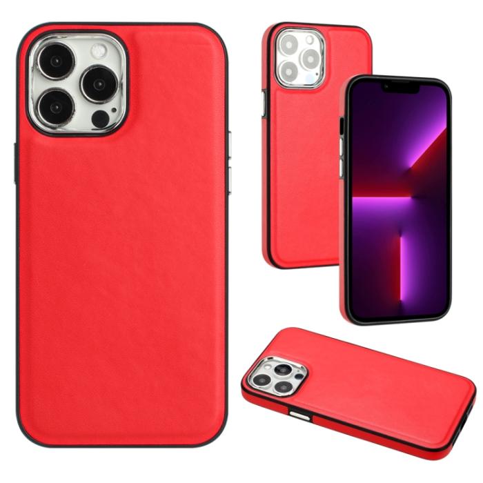 Bild 1, iPhone 15 Pro Skal Läderbelagt Röd