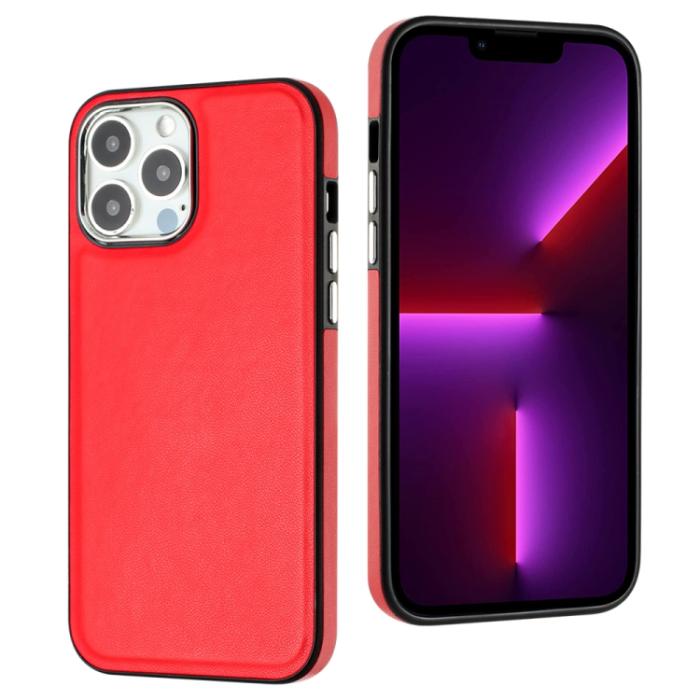 Bild 2, iPhone 15 Pro Skal Läderbelagt Röd