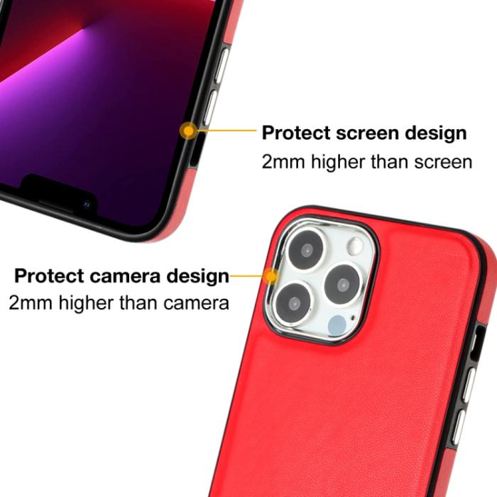 Bild 4, iPhone 15 Pro Skal Läderbelagt Röd
