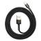 BASEUS Lightning 1m Nylon Kabel - 2.4A Snabbladdning - Svart/Guld