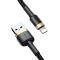 BASEUS Lightning 1m Nylon Kabel - 2.4A Snabbladdning - Svart/Guld