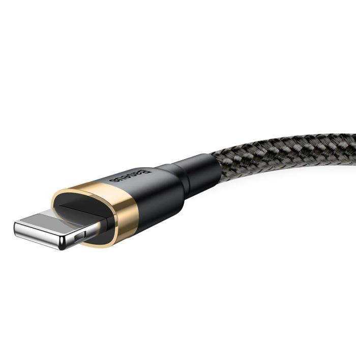 Bild 3, BASEUS 3m Lightning Nylon Kabel - Svart/Guld