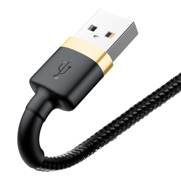 Bild 4, BASEUS 3m Lightning Nylon Kabel - Svart/Guld