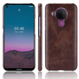 Nokia 5.4 - Läderbelagt Litchi Skal - Brun