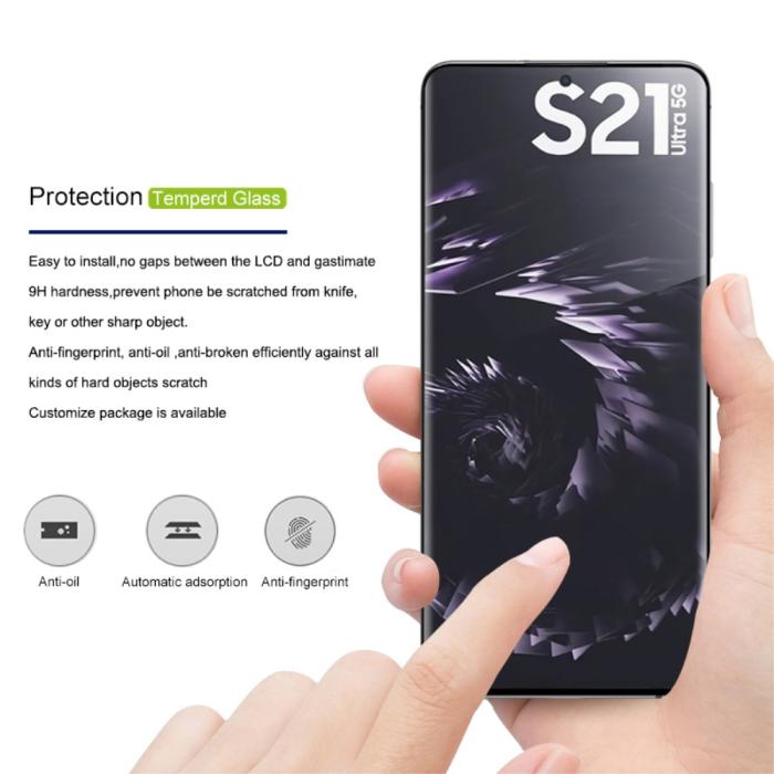 Bild 3, Samsung Galaxy S21 Ultra - AMORUS Heltäckande Skärmskydd I Härdat Glas