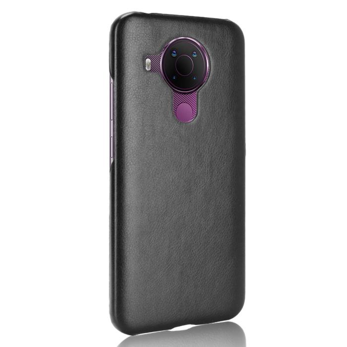 Bild 3, Nokia 5.4 - Läderbelagt Litchi Skal - Svart