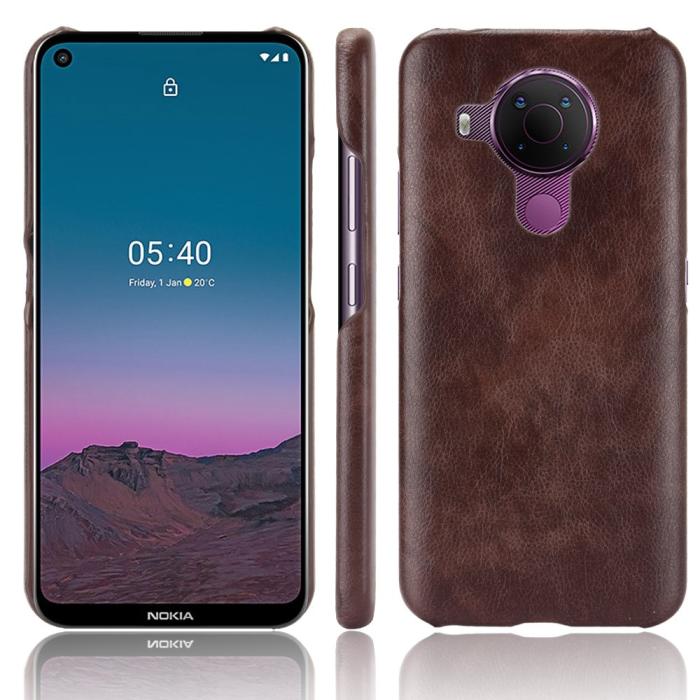 Bild 1, Nokia 5.4 - Läderbelagt Litchi Skal - Brun