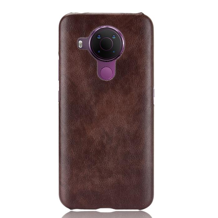 Bild 2, Nokia 5.4 - Läderbelagt Litchi Skal - Brun