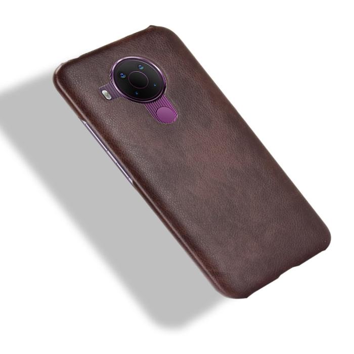 Bild 4, Nokia 5.4 - Läderbelagt Litchi Skal - Brun