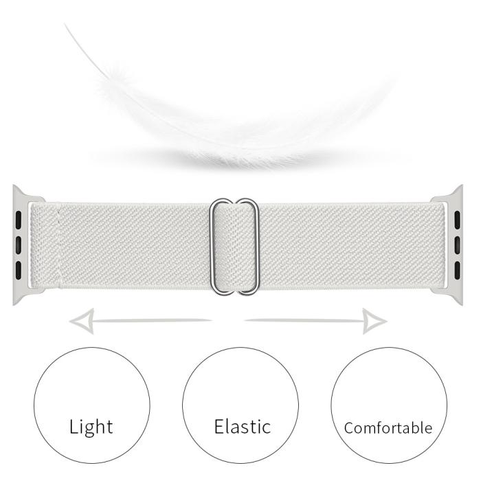 Bild 2, Nylon Armband Justerbart Apple Watch 42/44/45/49 mm Vit