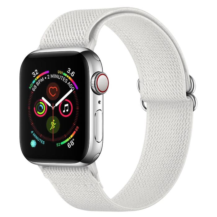 Bild 4, Nylon Armband Justerbart Apple Watch 42/44/45/49 mm Vit